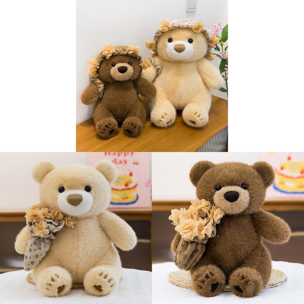 Teddy Bear Plush With Rose Decor Handmade Gift For Valentines And Friends