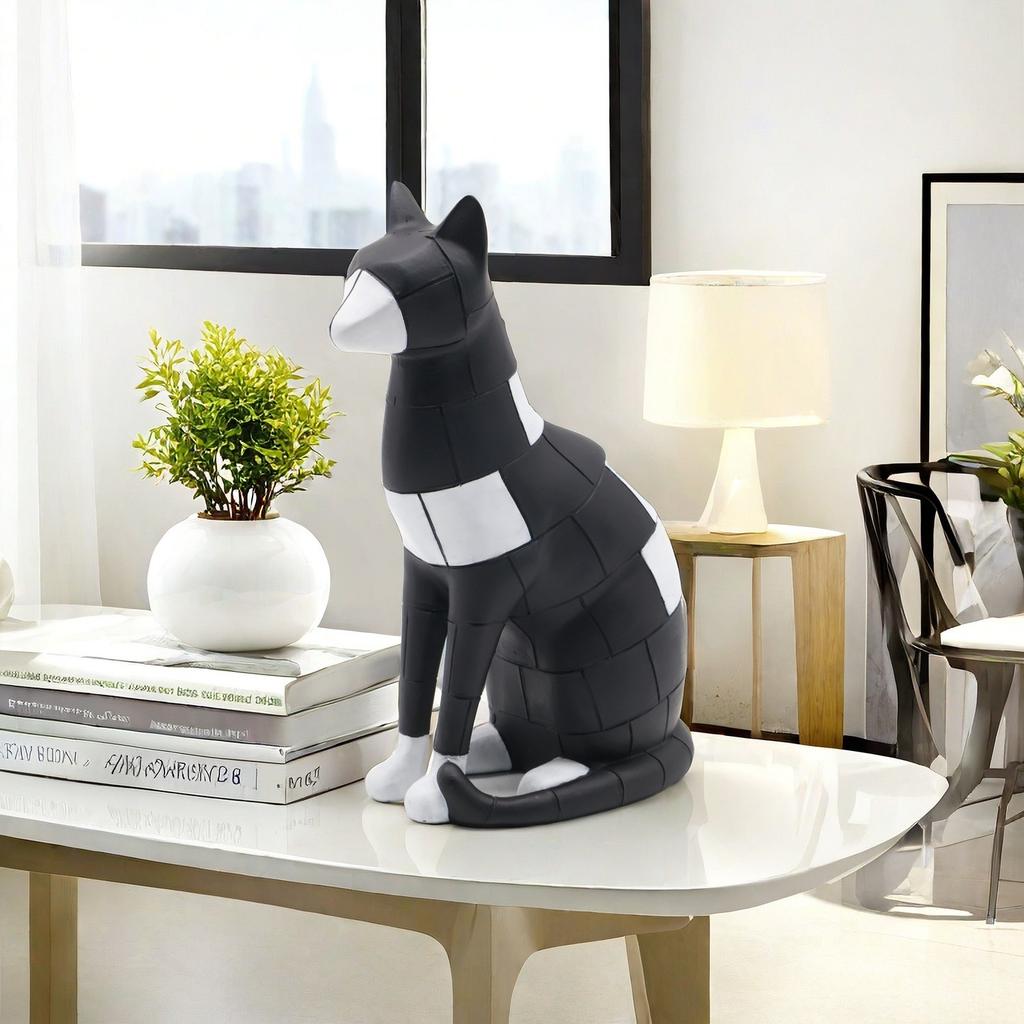 Modern Minimalist Plaid Cat Home Fine Living Room Decoration Home Decoration Good Things Resin Crafts Housewarming Gift