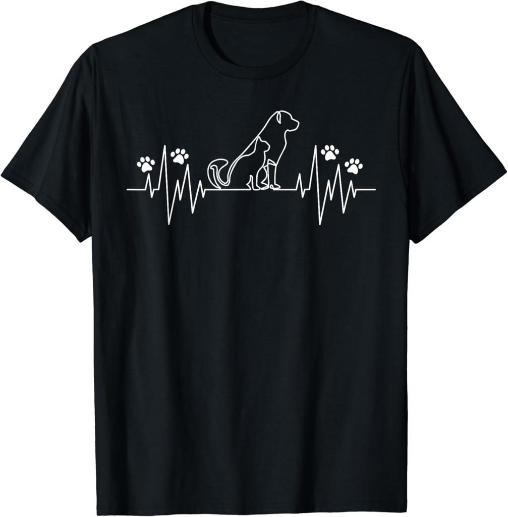 line art veterinary apparel heartbeat cat and dog vet tech a T-Shirt