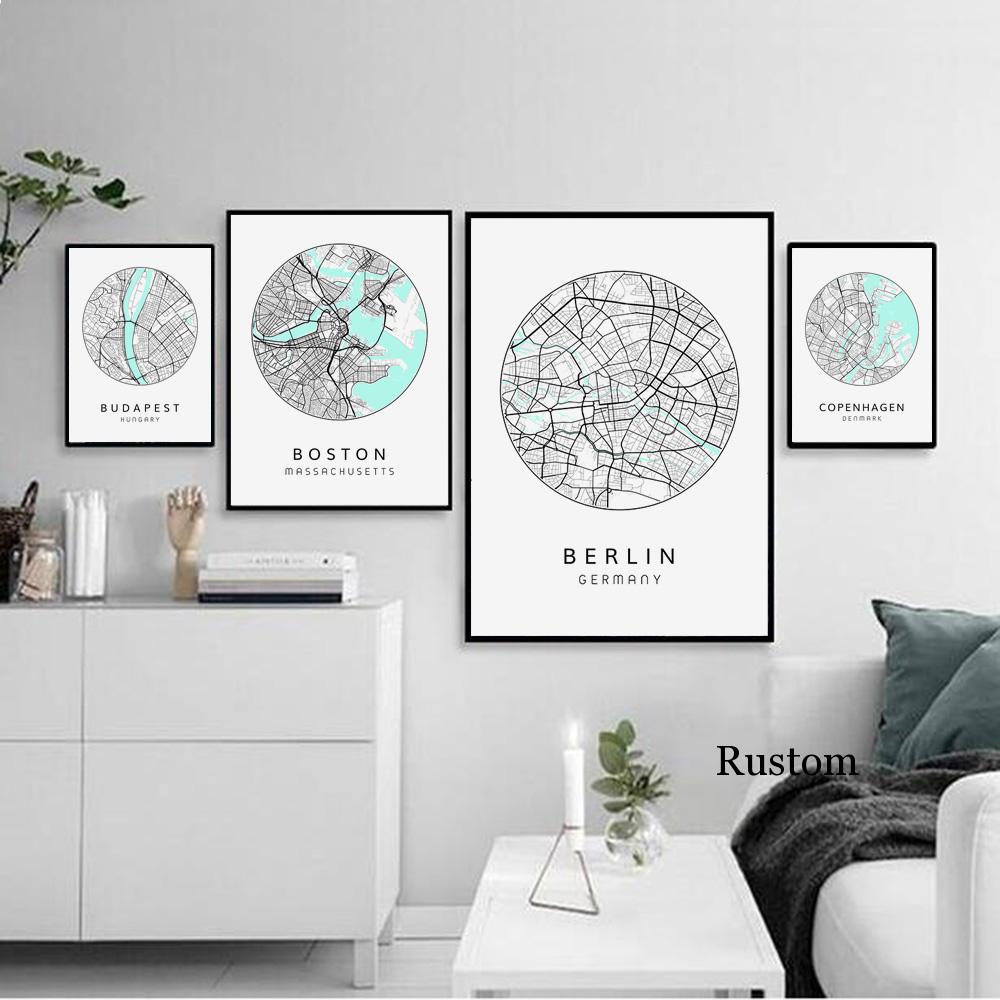 Скандинавский минималистичный холст, картина с картой мира, плакат, Бостен Лэндон, Нью-Йорк, настенное искусство, украшение для дома, комнаты, цитаты, без рамки