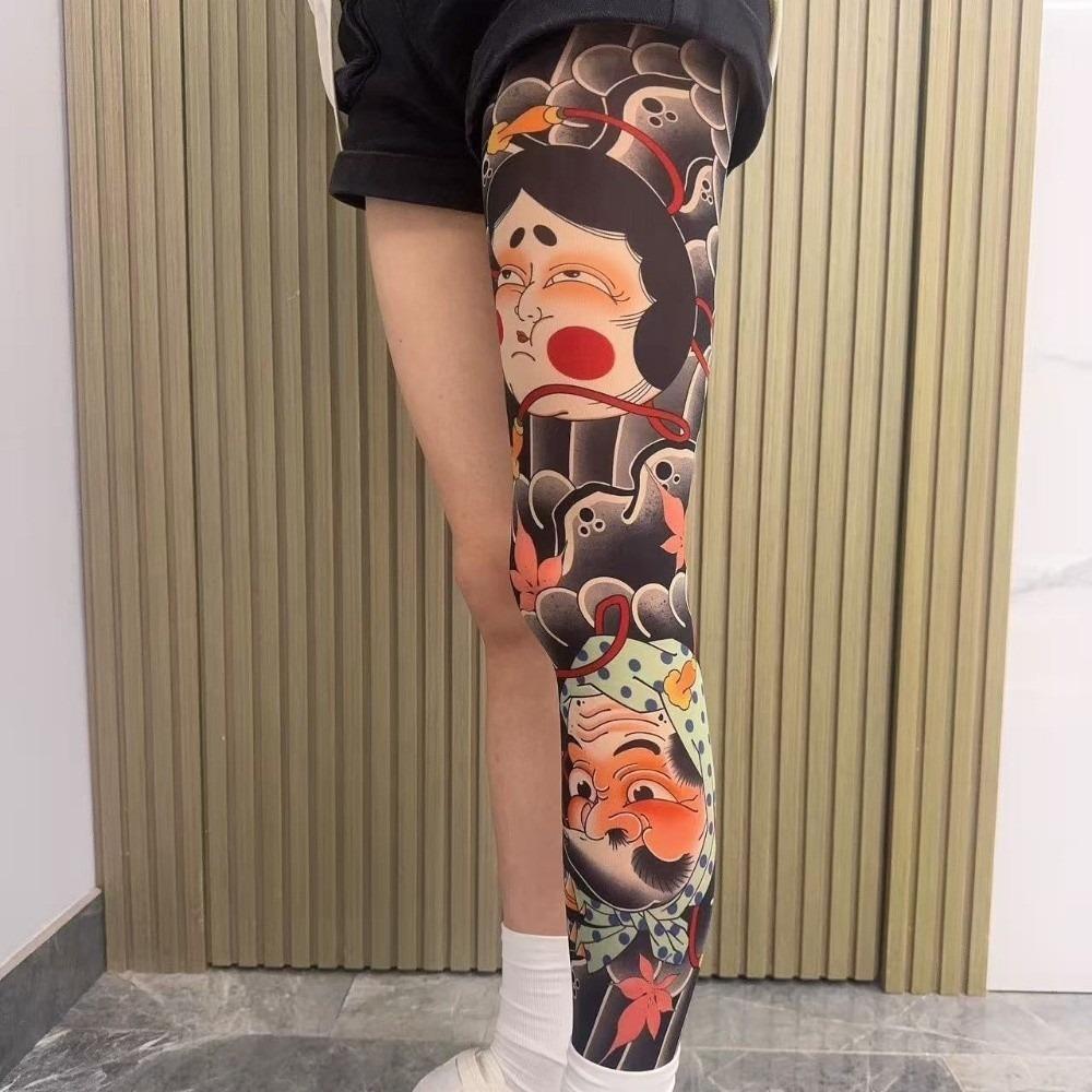 1pc Breathable Tattoo Socks Elastic Full Leg Socking Snake Men Sun-proof Socks Sports