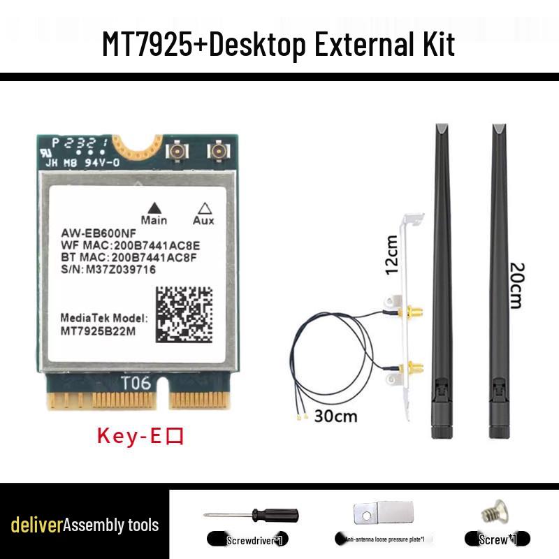 Беспроводная сетевая карта MediaTek MT7925 WiFi 7 PCIe для настольного компьютера, Bluetooth 5.3, совместима с AMD