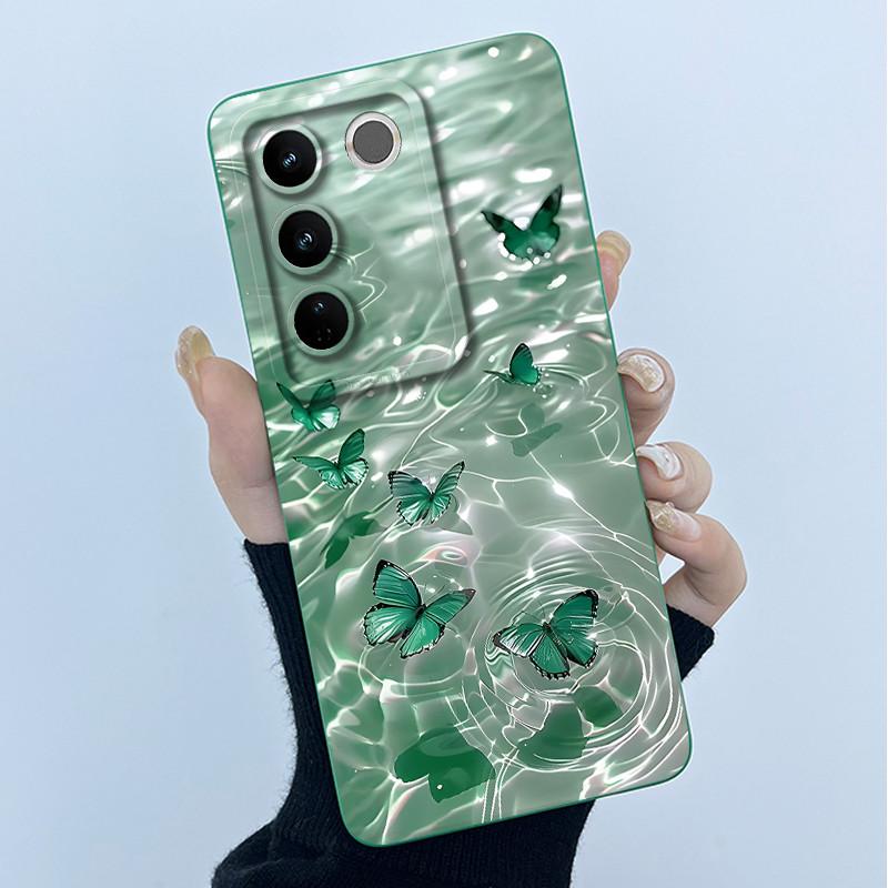 Для телефона VIVO V27 V29 5G Чехол V25E LATAM V27E V29E Крышка Модный Простой Цветок Мягкий Жидкий Силикон Защитный Чехол Fundas