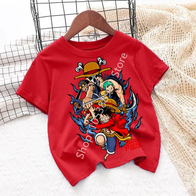2026 Summer Anime One Piece Monkey D Luffy Printed Tshirt Kids boys Clothing Fashion Casual Street Tshirt Y2k