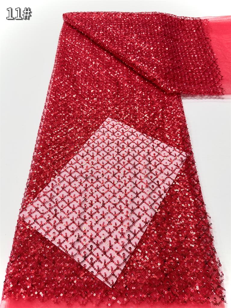 Небесно-голубое африканское кружево с пайетками 2025 Высококачественное кружево Вышивка Нигерийская сетка Ткань с бусинами Французское для свадебного платья