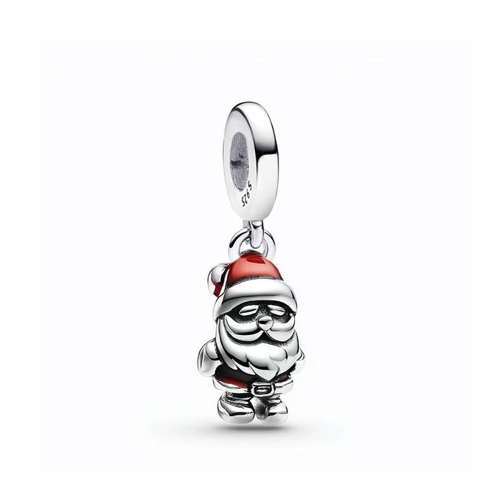Серебро 925 пробы, Бусины-елочки, Подвеска Санта-Клаус, Оригинальный европейский браслет, Аксессуары для DIY, Изысканные украшения