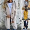 Women Knitted Cardigan Hooded Long Sleeve Single Breasted Sweater Coat with Pockets Solid Color Mid-length Knitwear