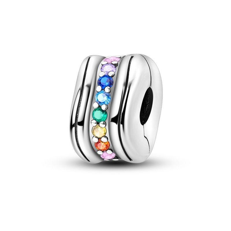 Новый Стерлингового Серебра 925 Galaxy Star Clorful Циркон Клип Подвески из бисера подходят Оригинальные Новые Подвески Браслет Для Женщин DIY Ювелирные Изделия