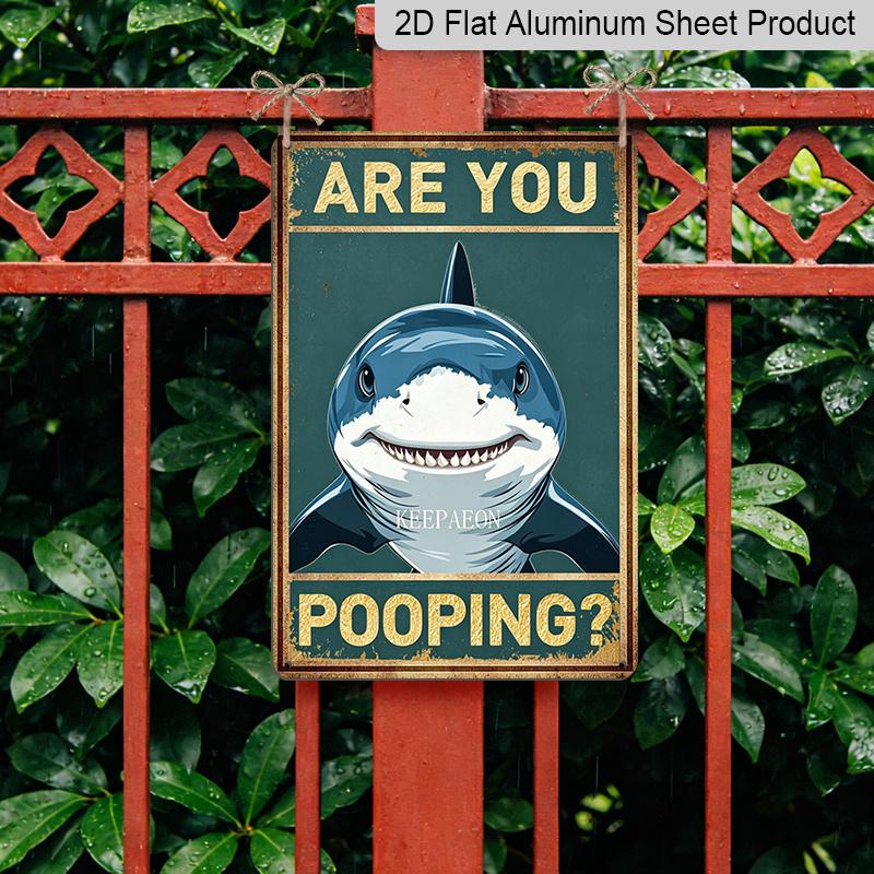 2D Flat Humorous Shark Bathroom Aluminum Sign - Funny Home & Restroom Decor Bathroom Wall Decor, Restroom Humor, Funny Home Bathroom, Guest Bathroom