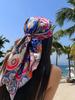 Satin Square Scarf Women Paisley Hijab Elegant Print Silk Neckerchief Shawl Wraps Headband Handle Hair Accessories Bandana