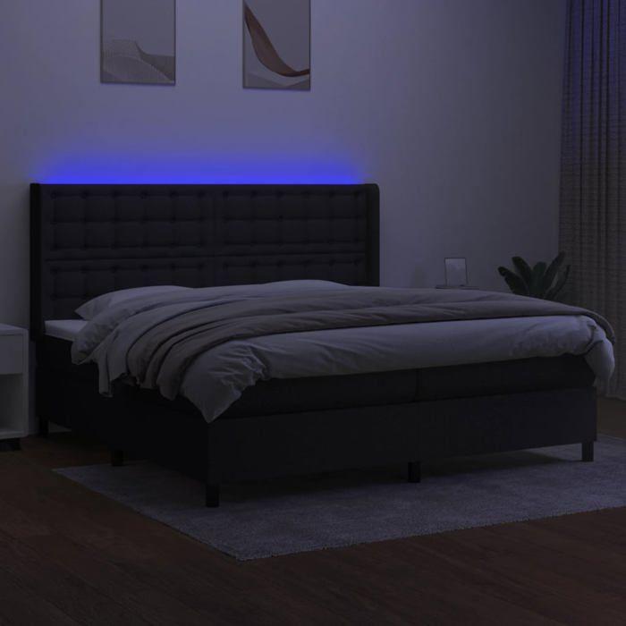 Maison Exclusive - Sommier à lattes de lit matelas et LED Noir 200x200 cm Tissu