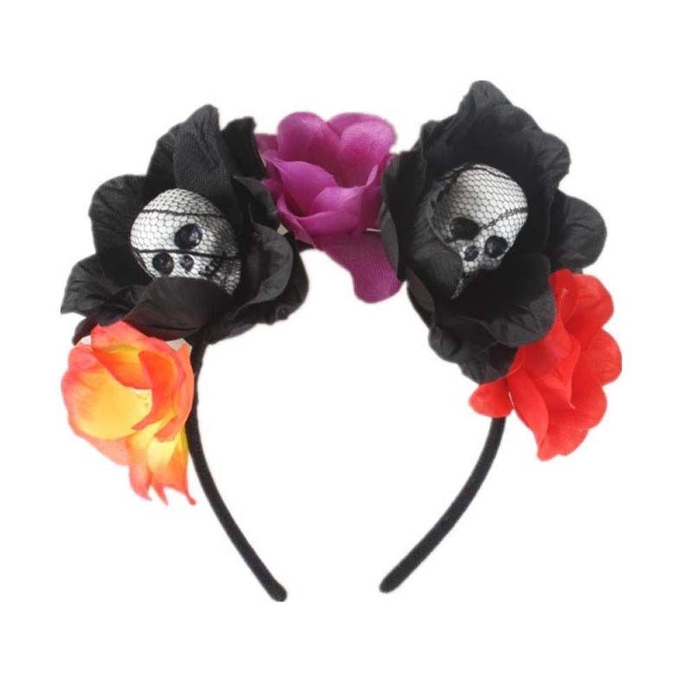 Rose Flower Crown Halloween Skull Hair Hoop Halloween Flower Hairbands Kids/Children