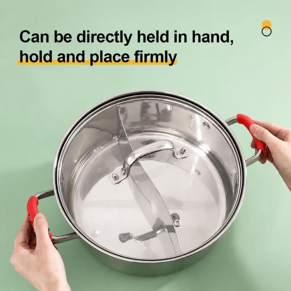 6 PCS Non-Slip Pot Handle Cover Red Grip Handle Sleeve Frying Pan Stew Pot Steamer