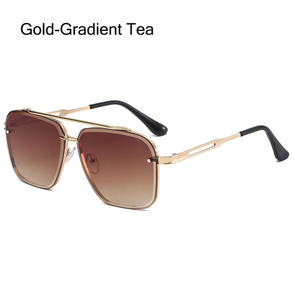 Big Metal Frame Gradient Sunglasses Classic Driving Oversized Square Sunglasses UV400 Protection Traveling Shades