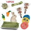 4/9/14/31PCS Rabbit Chewing Toys Molar Toys Natural Hay Sticks Hamster Teeth Training Kit Chinchilla Rat Gerbil Bunny Toys