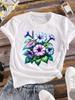(Asian Size) Women watercolor trend cue 90s Clothing Casual Tees Top Short Sleeve T Shirt tee Fashion Print Ladies Female Graphic T-shirts