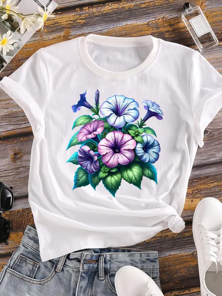 (Asian Size) Women watercolor trend cue 90s Clothing Casual Tees Top Short Sleeve T Shirt tee Fashion Print Ladies Female Graphic T-shirts