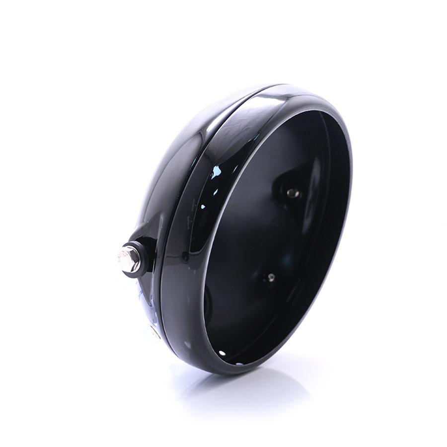 Headlight Housing 7" Black Aluminum Motorcycle Headlight Cover Housing Mount Brackets Fork Ear Headlamp Holder Kit Universal