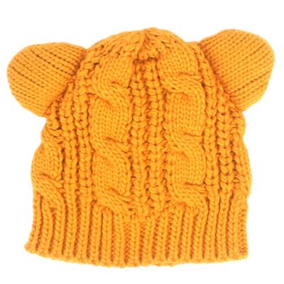 Универсальная химия Шапка-бини Bear Twist Knit горчичного цвета Шапка-бини с медведем