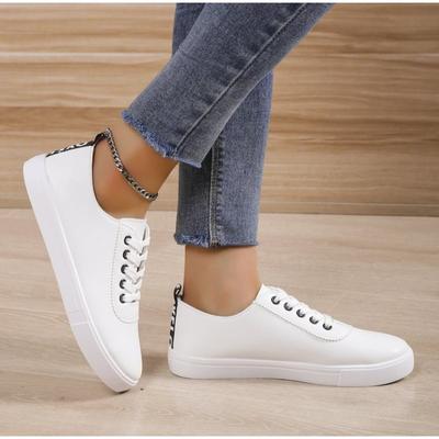 Мода Новая Мода Женские Уличные Кроссовки Легкие и Универсальные Однотонные Белые Туфли
