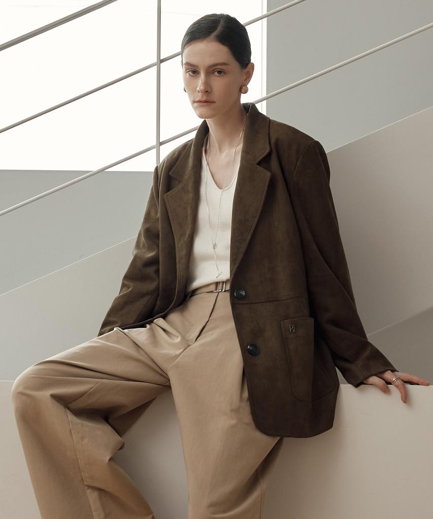 ZEROSTREET Lezero Oversized Suede Jacket / Brown