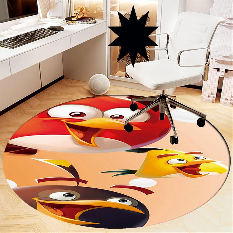 Angry Birds Printed Round Rug Carpet Chair Rug Area Rug Entryway Doormats,for Office Chair Living Room Bedroom Kitchen Room.