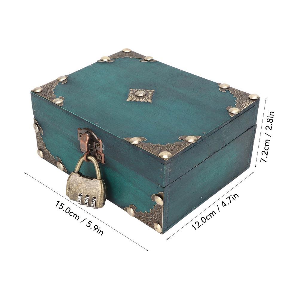 Three Digit Combination Lock Vintage Jewelry Box Necklace Earring Organizer  Home Decoration