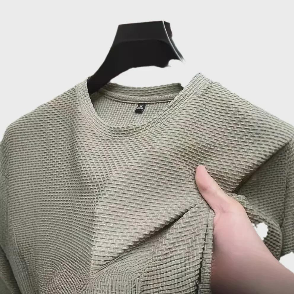 Мужская летняя футболка из быстросохнущего темного жаккарда Ice Silk