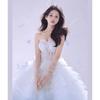 Blue Tube Top Wedding Dress Sweet Fashion Super Fairy Male Style Light Luxury Outdoor Fluffy Yarn
