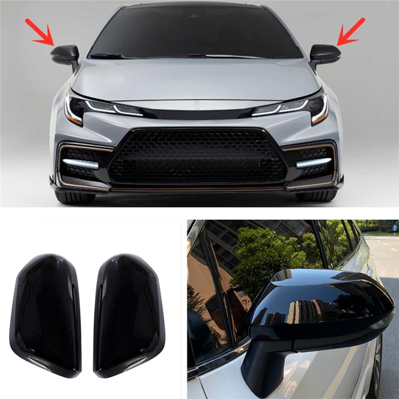 2 PCS Side Door Rearview Mirror Cover Trim Cap Car Accessories ABS For Toyota Corolla -
