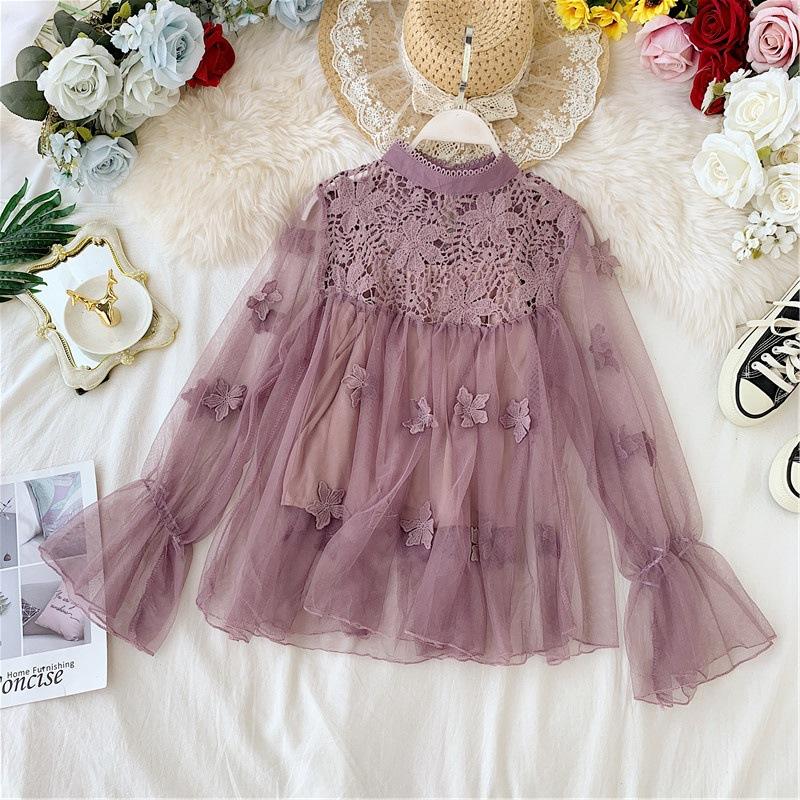 GMXIA Женские модные повседневные весенне-осенние однотонные блузки и рубашки с круглым вырезом и длинными рукавами с принтом