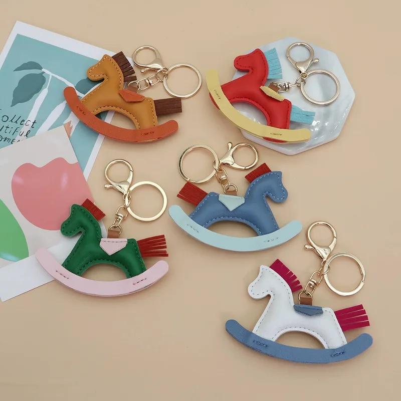 Women's Bag Charm Decoration Bag Pendant Cartoon Rocking Wooden Horse Women's Leather Bag Charm Key Chain Cute Bag Accessories Gifts