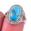 Кольцо из стерлингового серебра 925 пробы с натуральным синим медным бирюзовым камнем S.7 D4c93