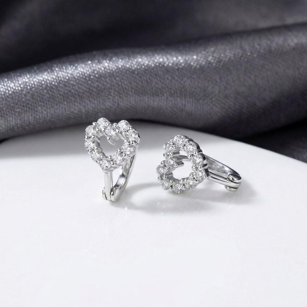 Sparkling Rhinestone Hoop Earrings Mini Ear Buckle Cute Heart Stud Earrings Female