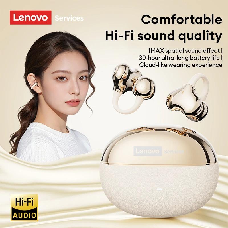 Оригинальные беспроводные наушники-клипсы Lenovo RS123 Bluetooth 6.0 Удобные наушники-клипсы 0,06 с Низкая задержка Игровые наушники 30 часов работы