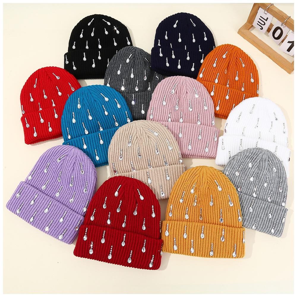 Head Wear Pearl Embellished Knit Beanie Double-Layer Warm Stylish Outdoor Streetwear Beanie Y2K Unisex Cap Hat for Men Women