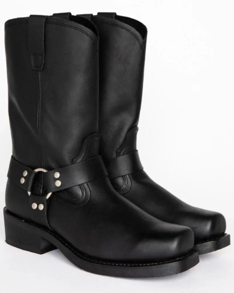 Men's Retro Western Cowboy Boots Handcrafted Lightweight Comfort Knight Boots Autumn Winter New Men's Shoes