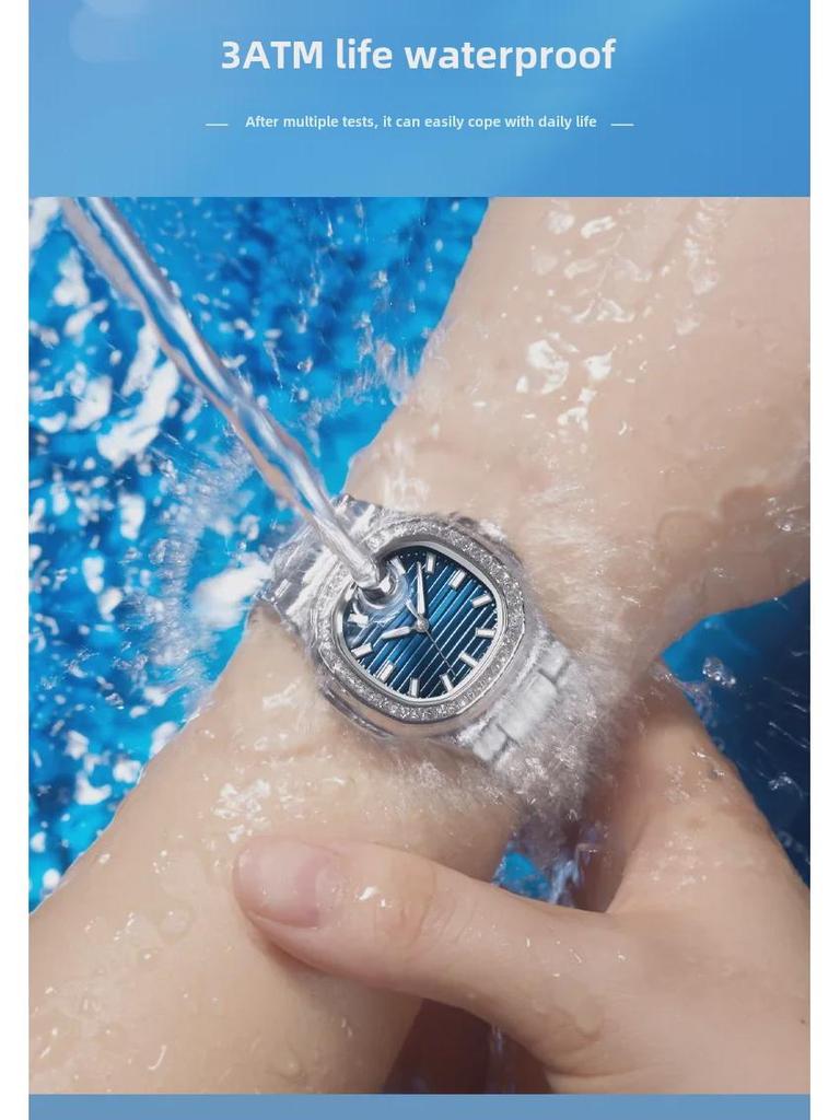 Женские автоматические часы Duke of Lorraine 1158 с квадратным бриллиантом и застежкой-бабочкой из нержавеющей стали