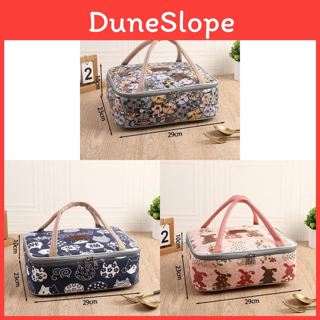 Insulated Canvas Lunch Tote Bag With Thickened Food Container For Students And Office