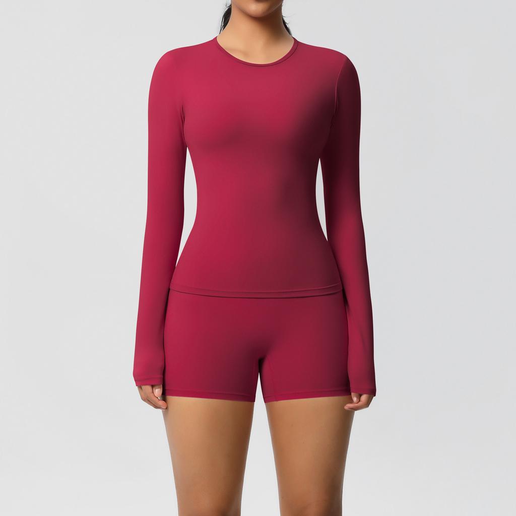 Nessaj Однотонный комплект для йоги, женская одежда для тренировок, шорты с высокой талией, рубашки с длинным рукавом, спортивная одежда для фитнеса