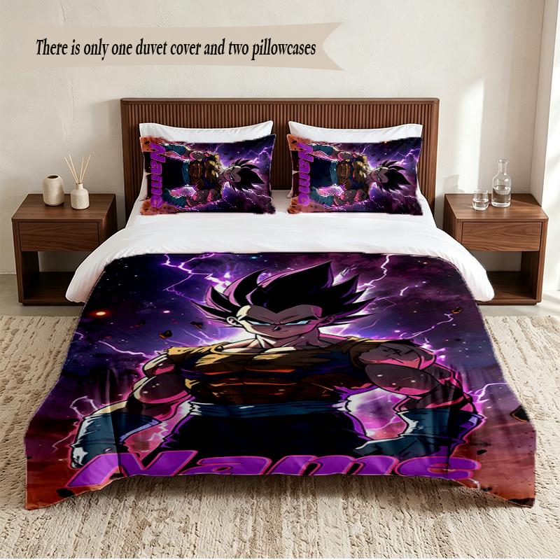 Vegeta Personalized Custom Name 3‑Piece Bedding Set Soft Duvet Cover Set For Bedroom Home Decor