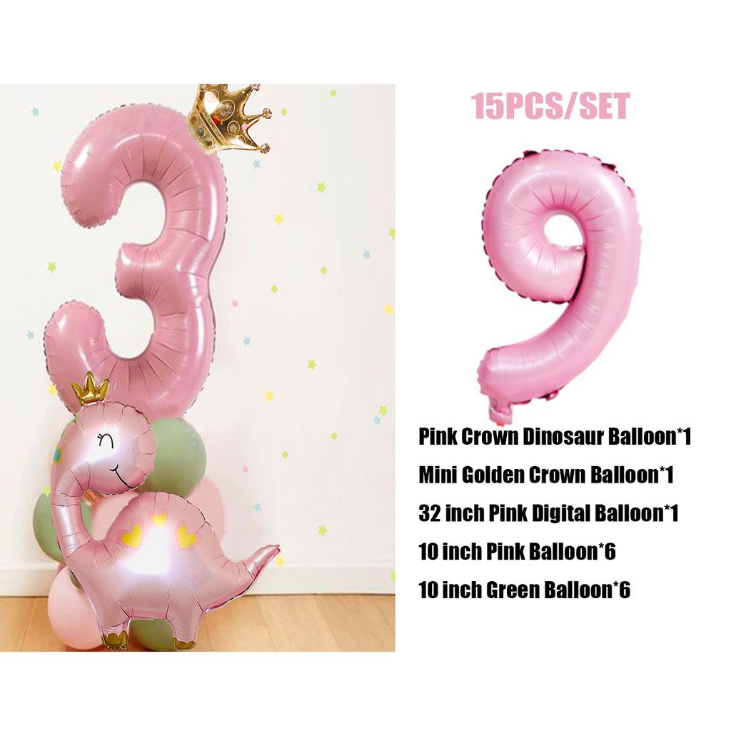 Зеленый розовый воздушный шар с динозавром и 32-дюймовым воздушным шаром с номером для девочек-динозавров, сделай сам, украшения для дня рождения, поставки
