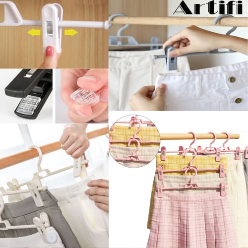Artifi 20-Piece Non-Slip Hanger Set for Pants and Skirts, Space-Saving, Strong Clips, Long-Lasting, 360-Degree Rotation, for Slacks, Laundry, and Clot