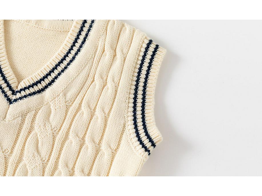 Вязаный хлопковый жилет-свитер с V-образным вырезом для мальчика - новый стиль осень/зима