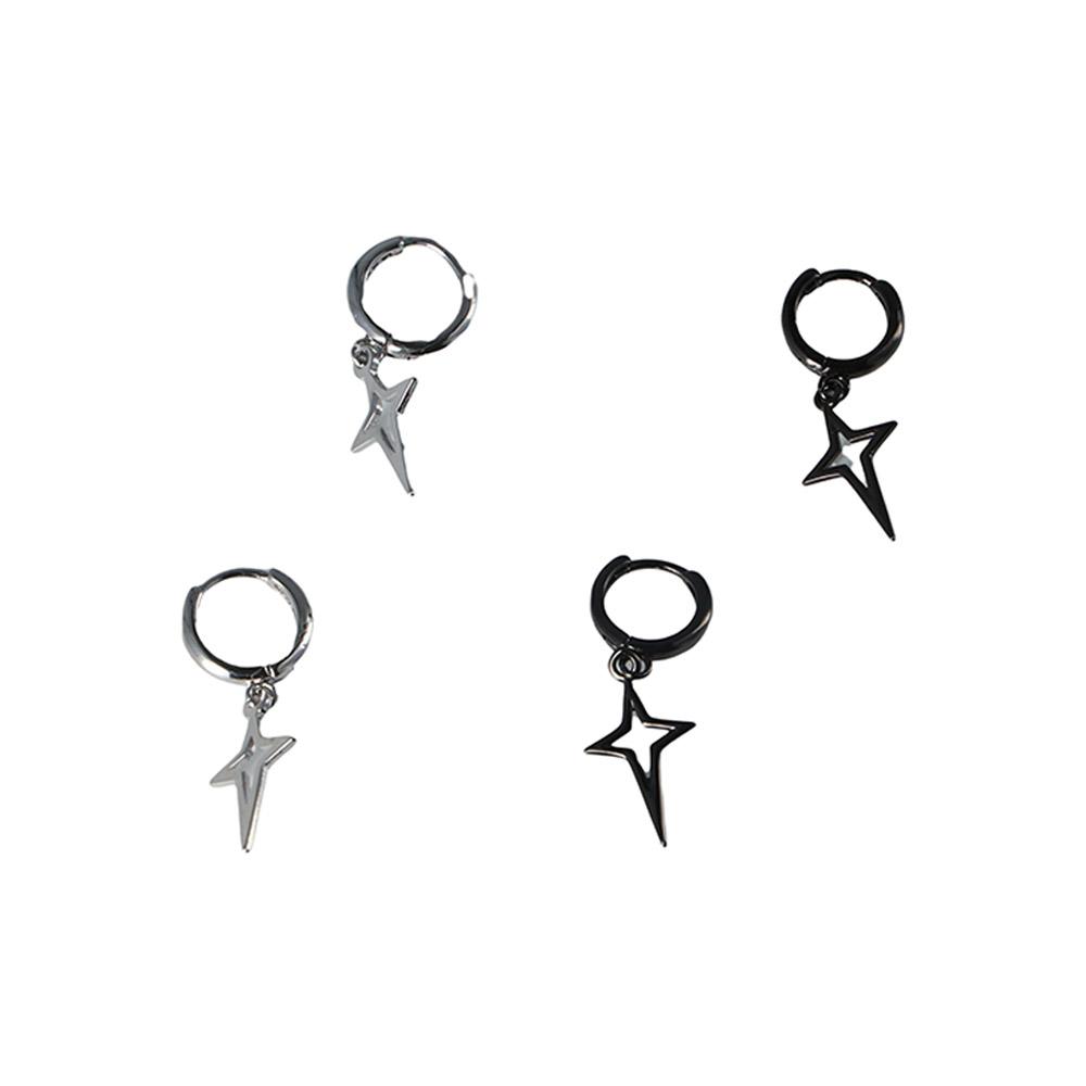 Jewelry Silver Color Ear Studs Black Women Earrings Hoop Earrings Dangle Earrings Korean Style