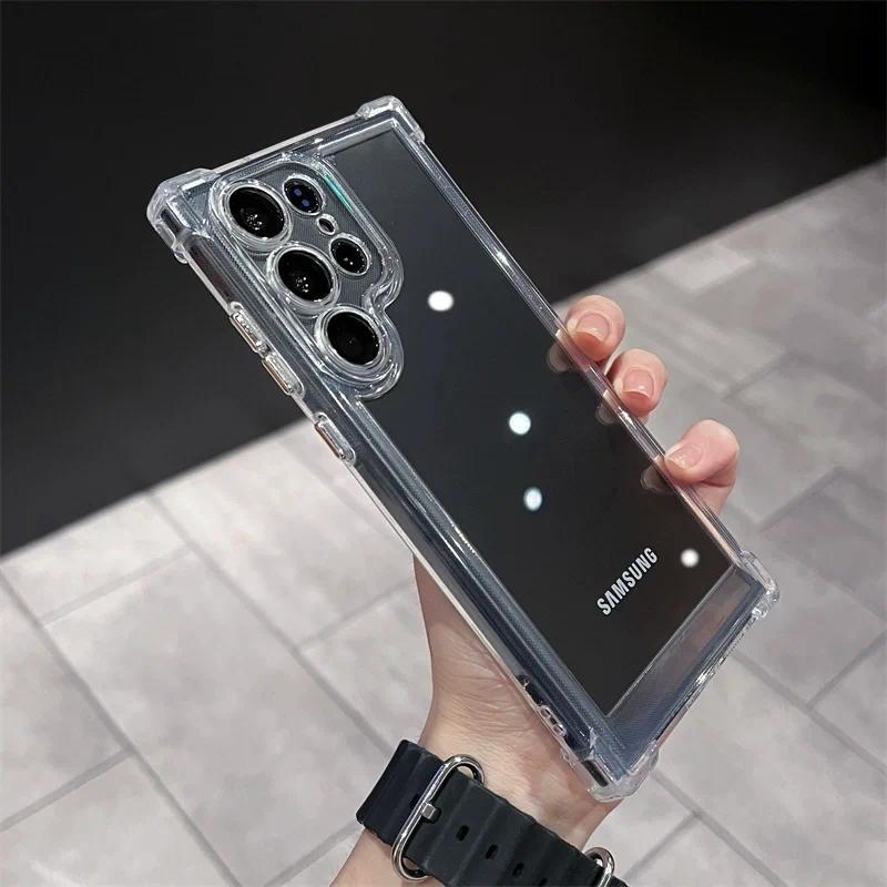 Роскошный прозрачный противоударный чехол для Samsung Galaxy S25 S24 S23 S22 FE Plus S25 Ultra A34 A54 A15 A25 A35 A55 A16 5G Жесткая акриловая крышка