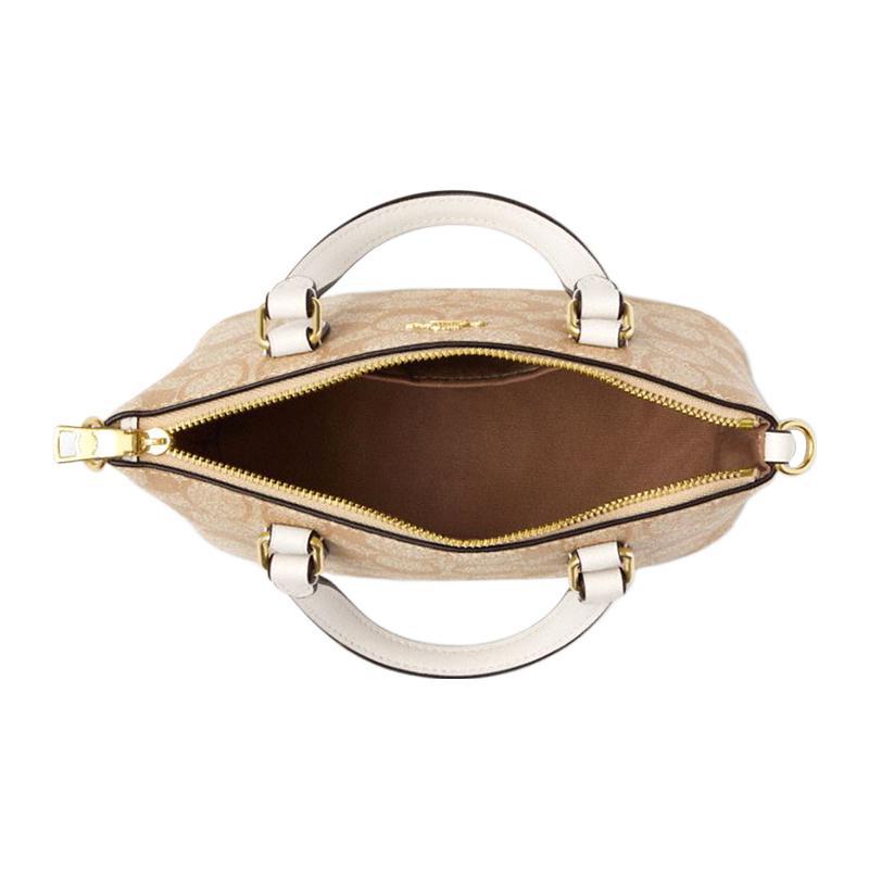 New COACH Gallery Canvas With Leather Handbag, Shoulder Bag, Crossbody Bag Small Size Women's Khaki & White CH468-IMDQC