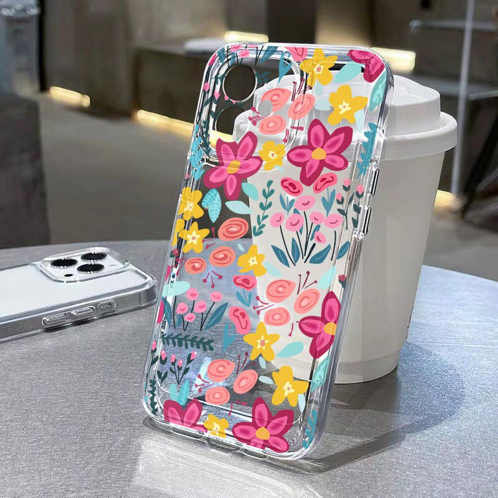 Flower Phone Case For Samsung S25 Ultra Funda Galaxy S24 S23 FE S22 S21 S20 FE S10 Plus Silicone Transparent Covers Carcasa
