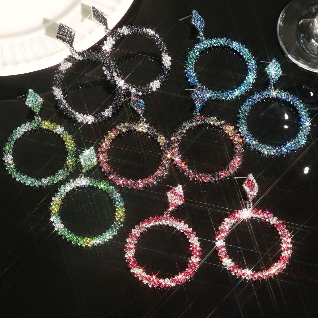 Крупные серьги-кольца со звездами из горного хрусталя и бриллиантов для женщин