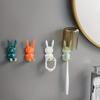 Cute Rabbit Toothbrush Holder Punch-free Toothbrush Shelving Strong Adhesive Wall Hook Multifunctional Power Plug Holder Hanger